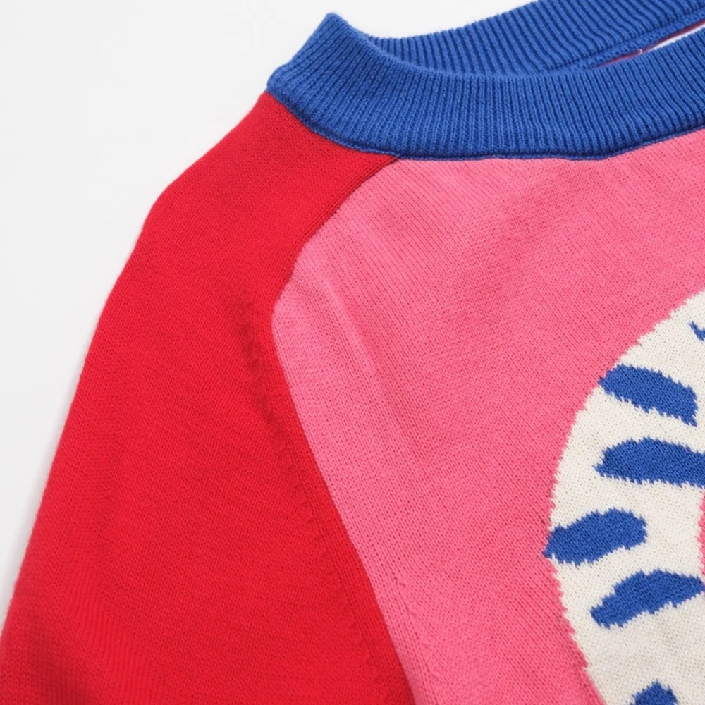 Oxknit WOMEN'S RED MATCHING CAT JACQUARD SWEATER-DESIGNED BY AGATHE SINGER - Picture 6 of 12